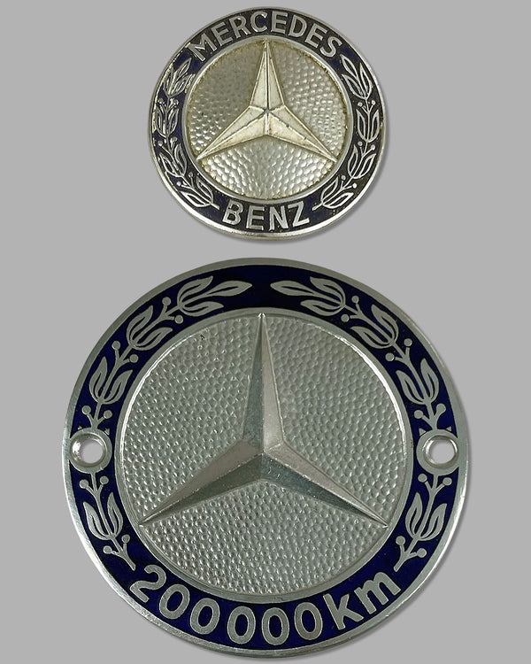 2pc Mercedes-Benz "Powered By" Emblem Badges – Gold Bronze, Bolt-On, For Side Skirts Or Grille, Logo Stickers