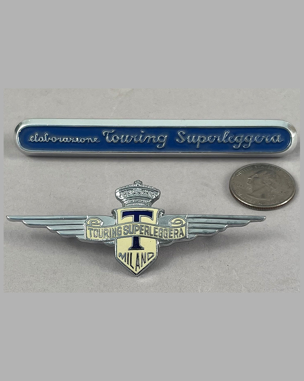 Two Touring Superleggera badges