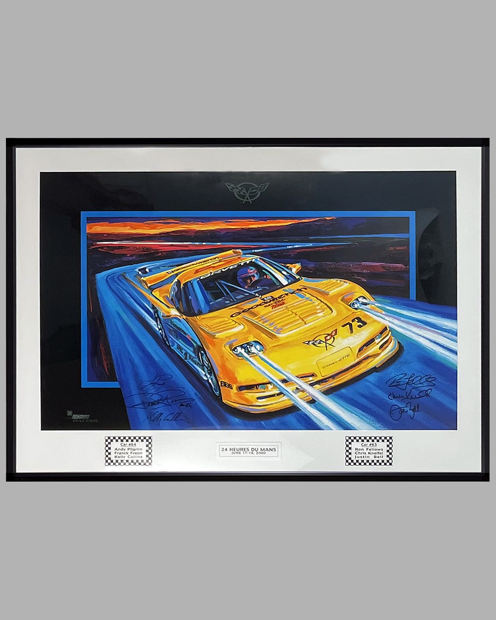 2000 24 Hours of Le Mans Corvette C5R print / poster, autographed by 6 drivers