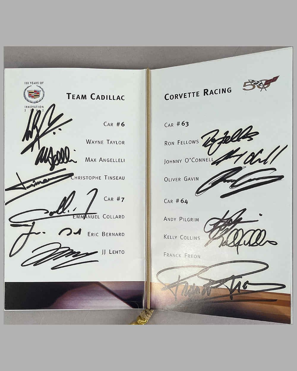 2002 Le Mans menu, hand autographed by 12 drivers 3