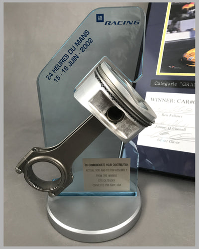 2002 - 24 Heures Du Mans Corvette Piston and Rod Assembly with ad copy, autographed by 6 drivers 4
