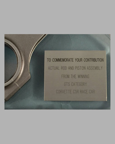 2002 - 24 Heures Du Mans Corvette Piston and Rod Assembly with ad copy, autographed by 6 drivers 5