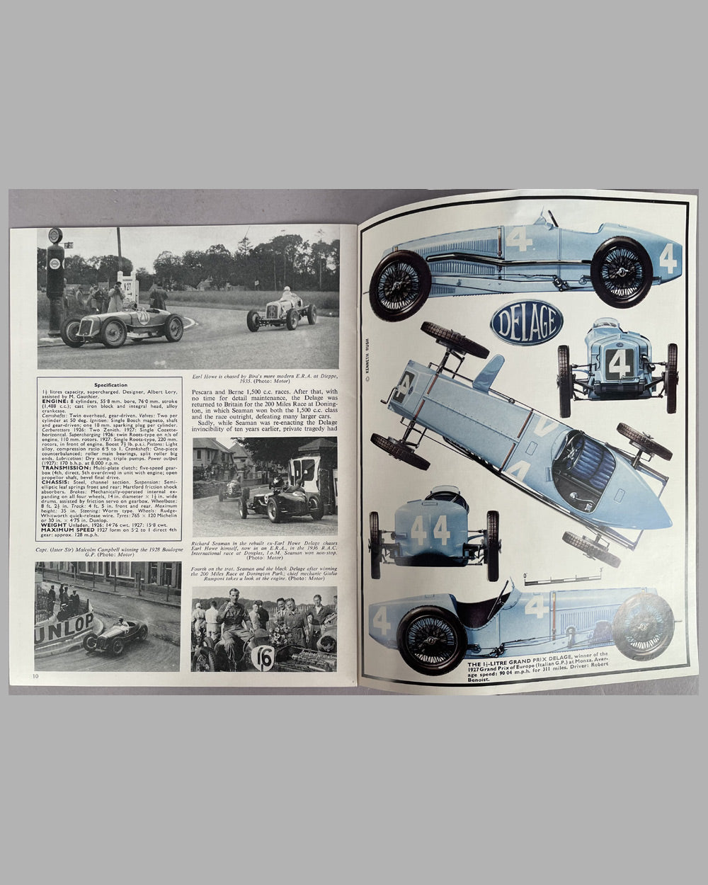 The 1926 -27 1.5 Litre Delage Profile Publications booklet, autographed by Louis Chiron 4