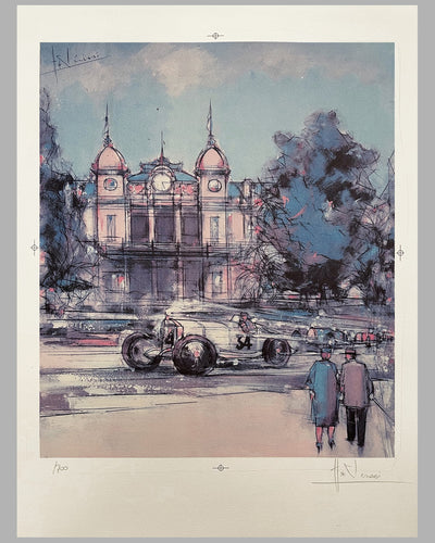1929 Monaco Grand Prix print by Hubert Clerissi (local Monaco artist)