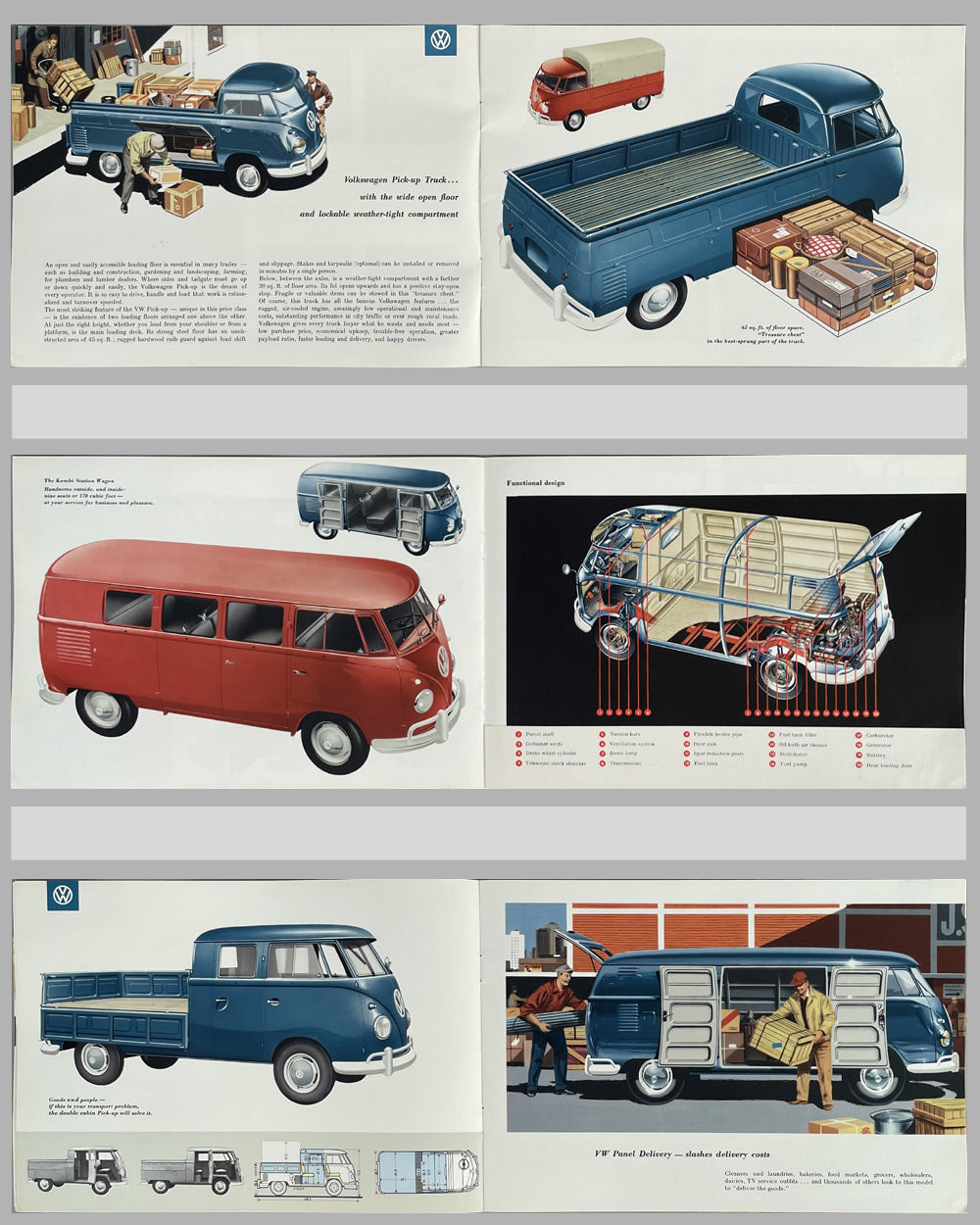 Three early 1960's Volkswagen sales brochures - l'art et l'automobile