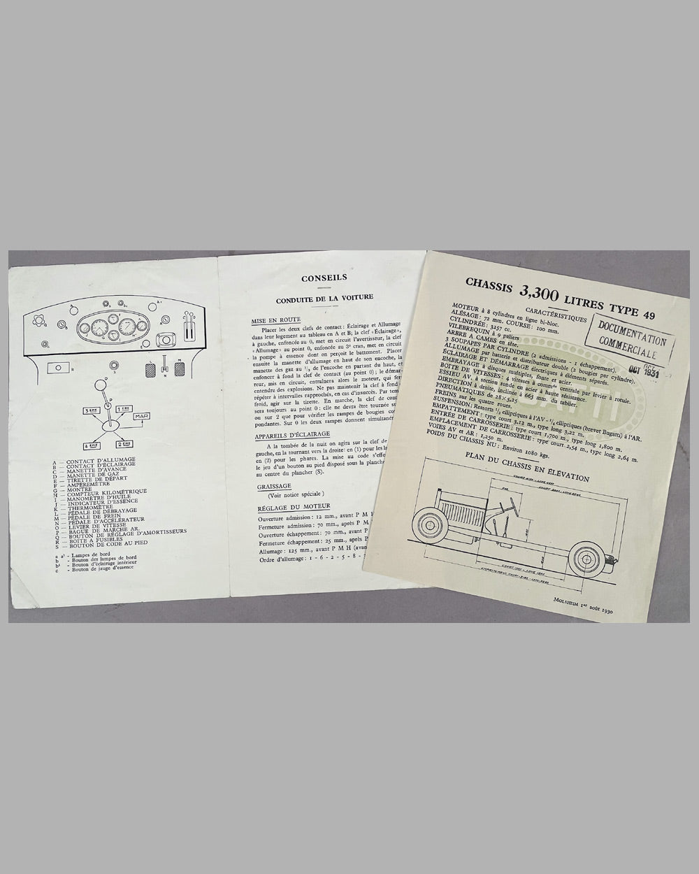 Three Bugatti T49 factory documents 2