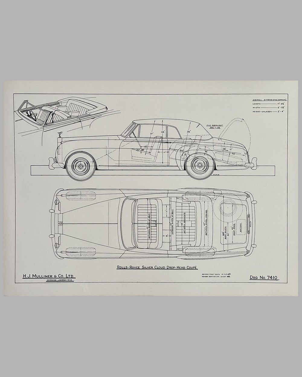 Three Rolls Royce Silver Cloud Drop-head Coupe Mulliner Studio blueprints 3