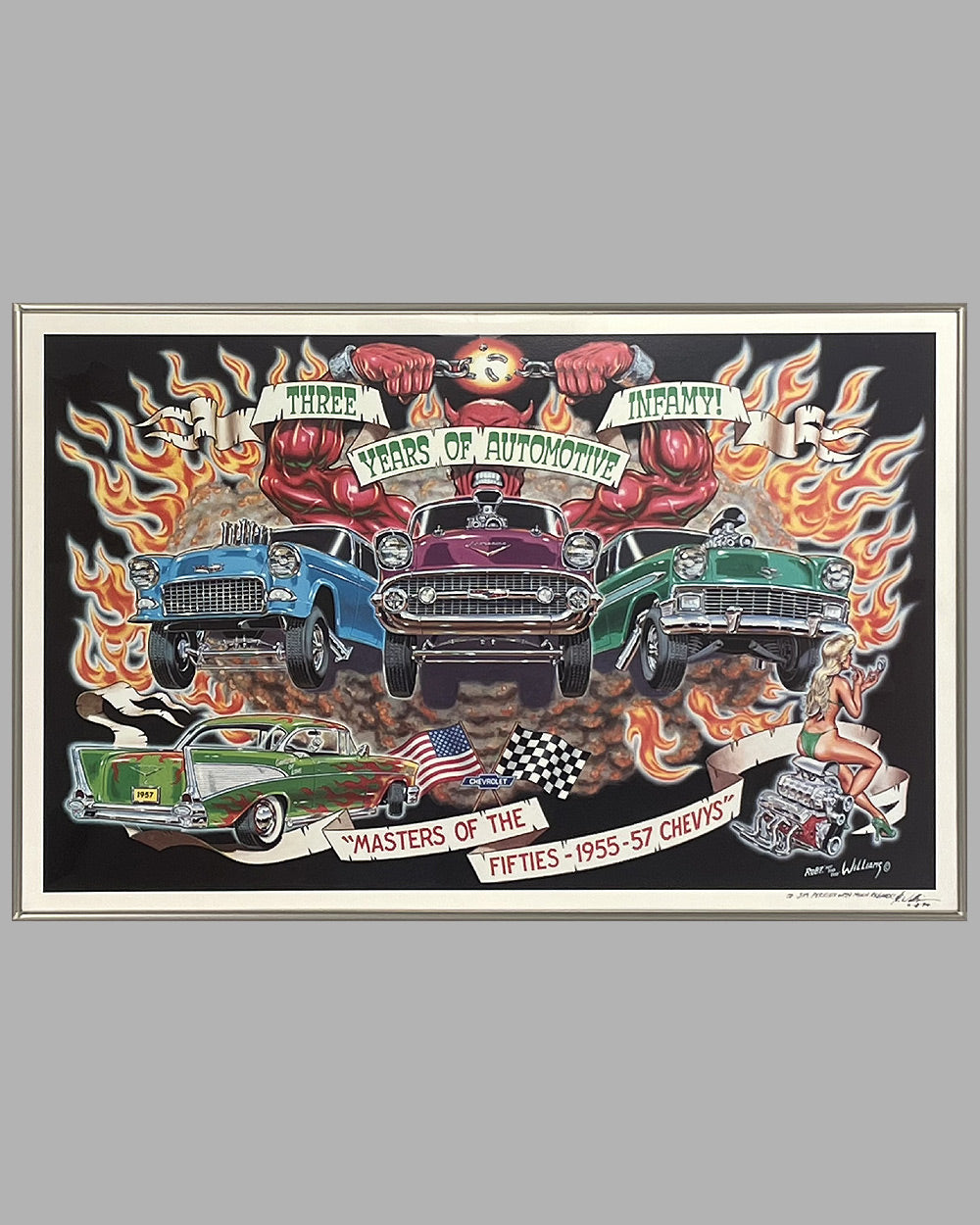 Three Years of Automobile Infamy by Robert Williams signed print