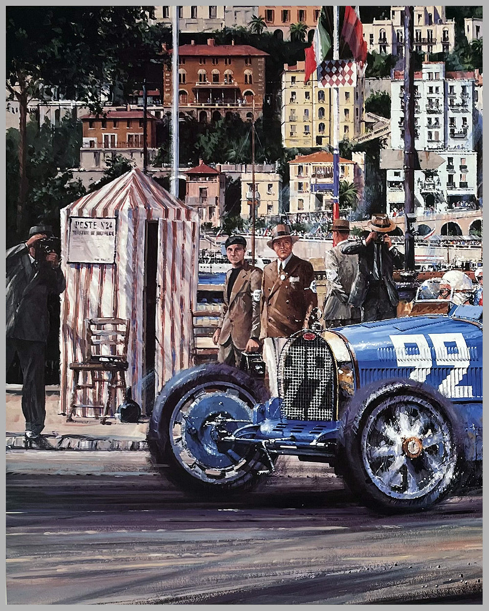 Monaco Grand Prix 1930 print by Nicholas Watts, autographed by Dreyfus 2
