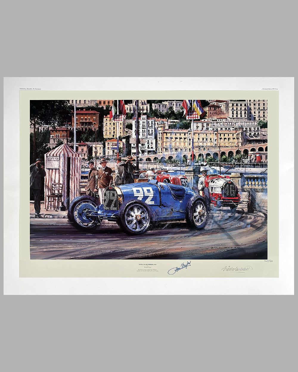 Monaco Grand Prix 1930 print by Nicholas Watts, autographed by Dreyfus