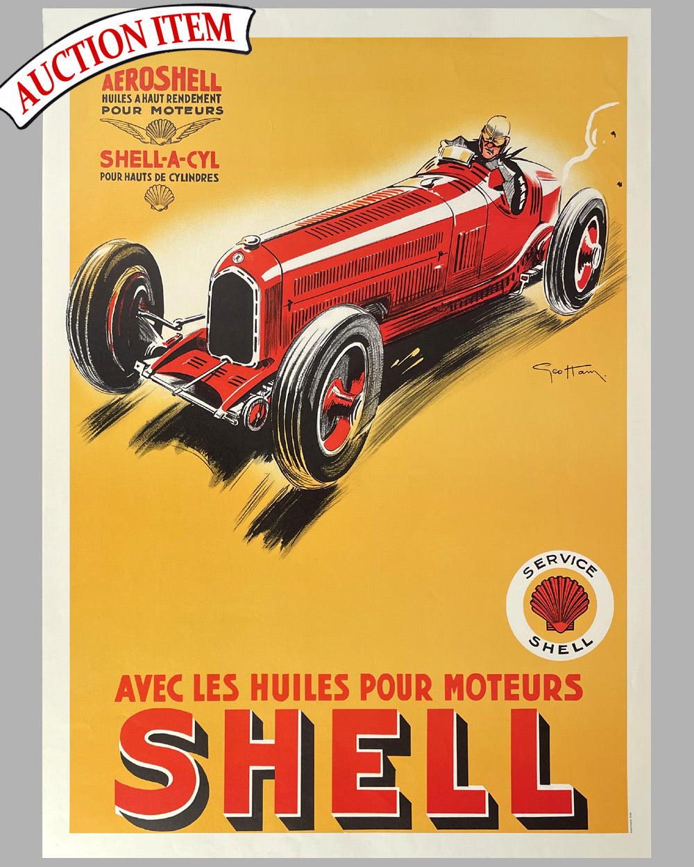 1930’s Shell poster by Geo Ham, 1980 reproduction by l’ Automobilist in Paris