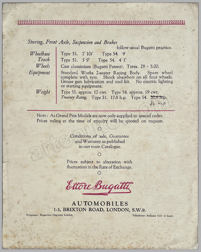 Bugatti Racing Models factory publication from the London office, 1932 3