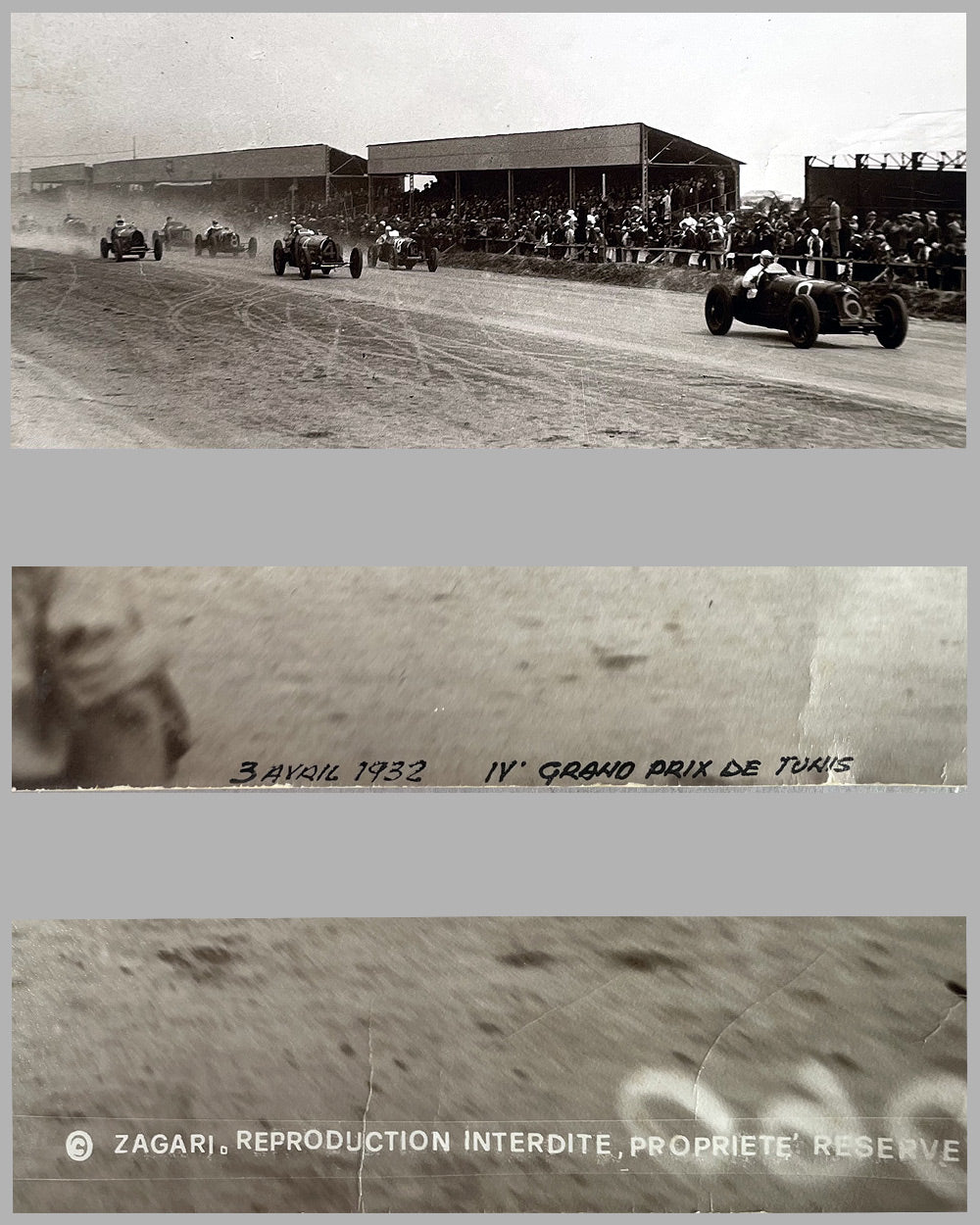 1932 Grand Prix of Tunis sepia photograph by Fanco Zagari, printed in 1979 2