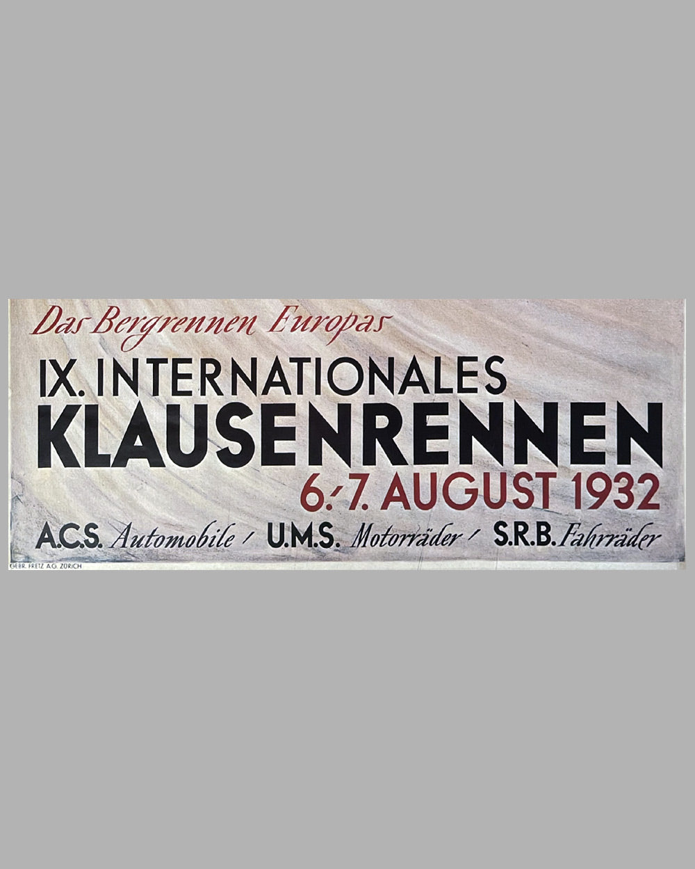 1932 Klausenrennen Hill Climb older reproduction poster 3