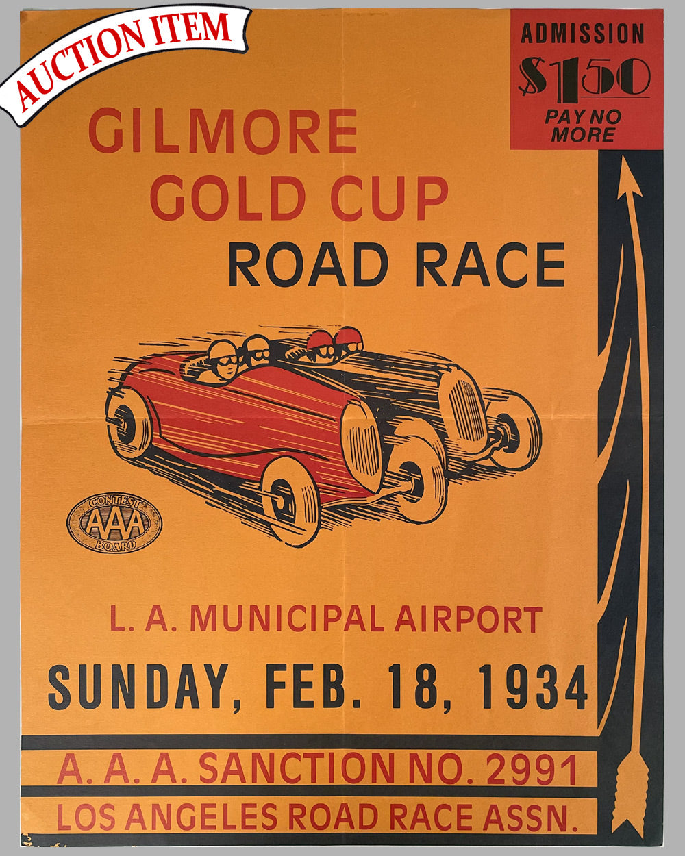1934 Gilmore Gold Cup Road Race reproduction poster