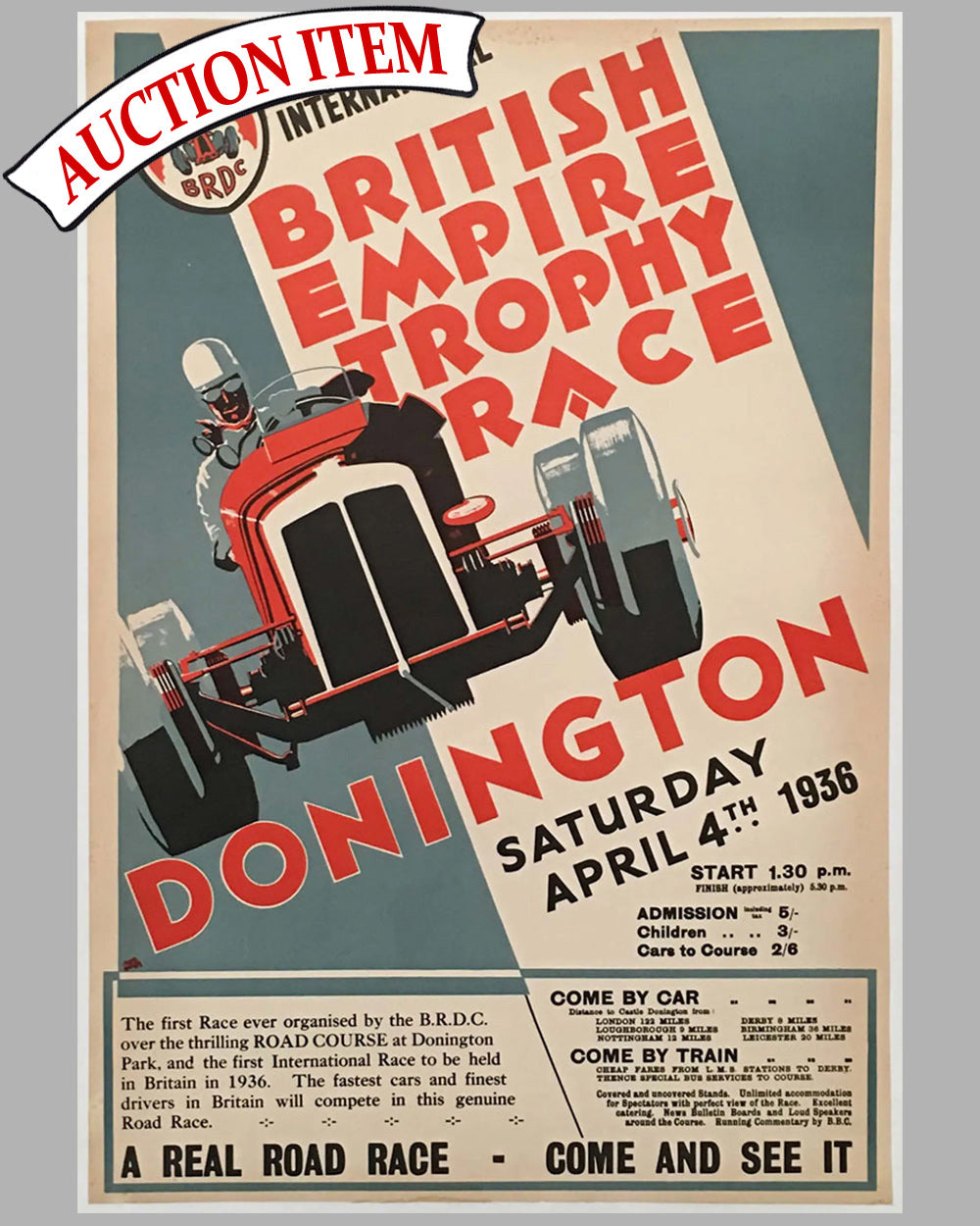 Fifth International British Empire Trophy race, 1936 at Donington original poster