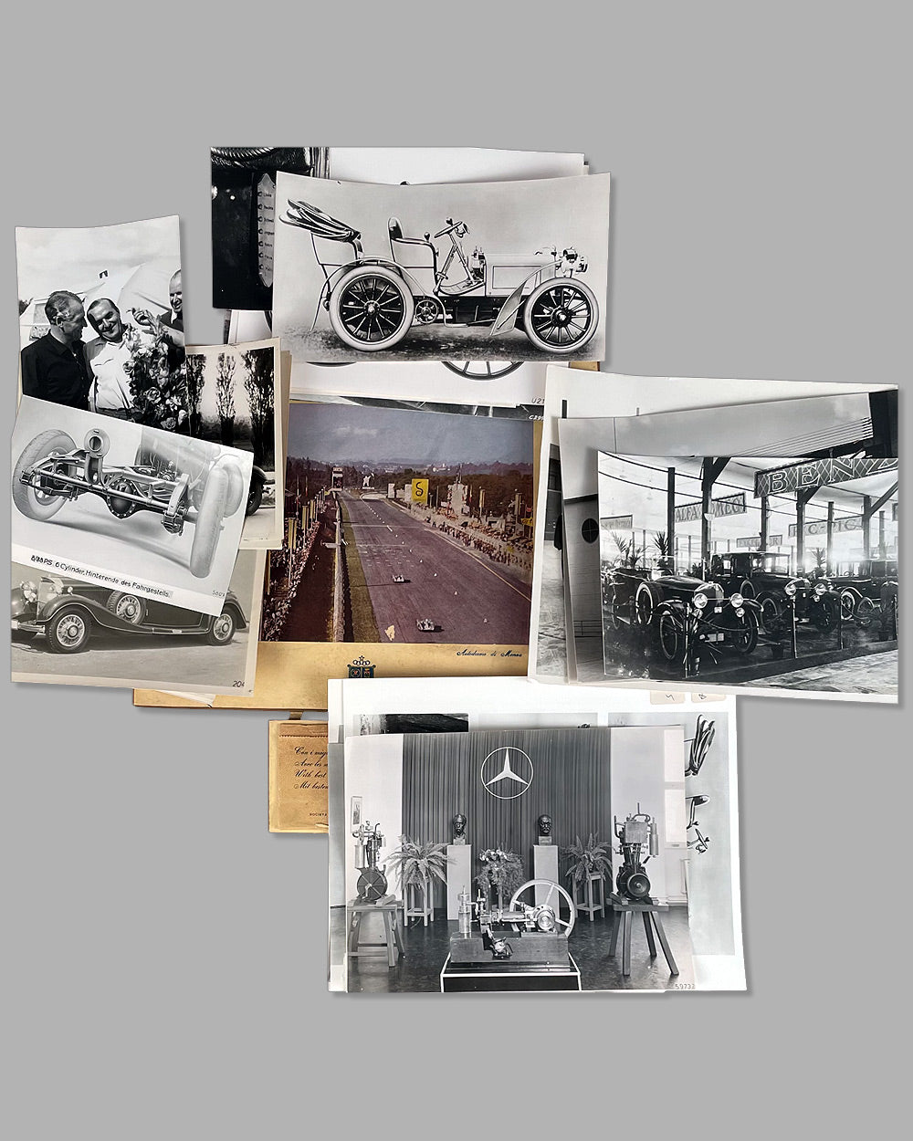 A collection of 37 b&amp;w photos from the Mercedes Benz factory and museum 2