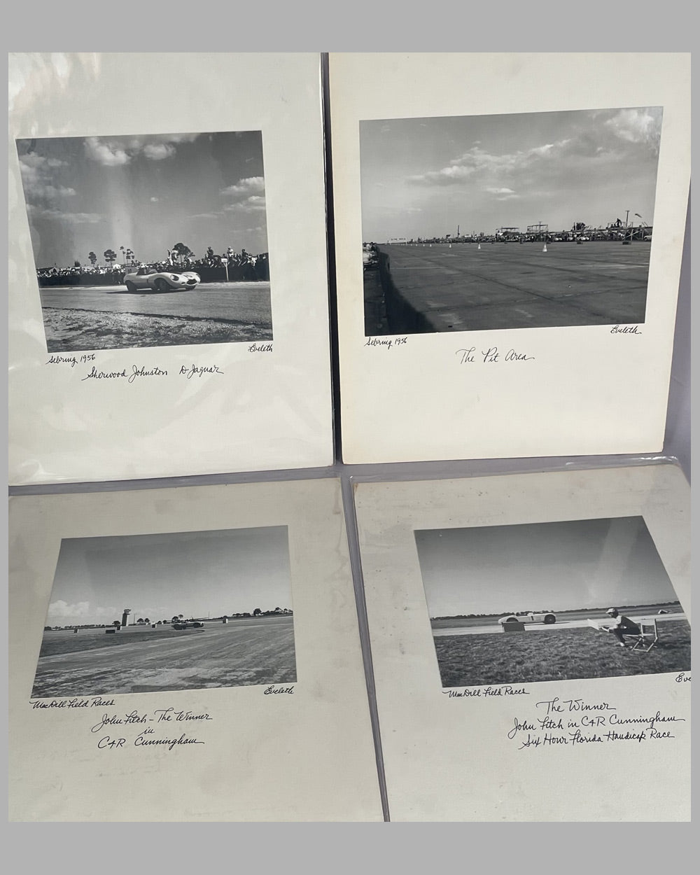 Four 1956 Sebring b&amp;w period photographs from the personal collection of Briggs Cunningham