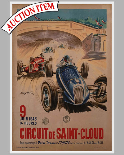 1946 Circuit de Saint-Cloud original event poster by Geo Ham