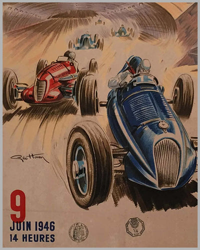 1946 Circuit de Saint-Cloud original event poster by Geo Ham 2
