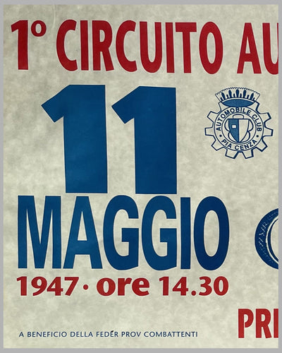 1947 - 1° Circuito Automobilistico di Piacenza, reproduction poster, Italy 2