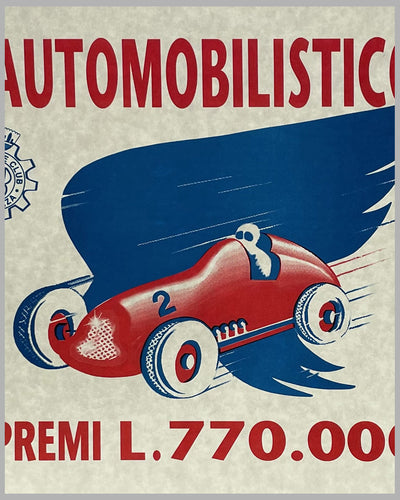 1947 - 1° Circuito Automobilistico di Piacenza, reproduction poster, Italy 3