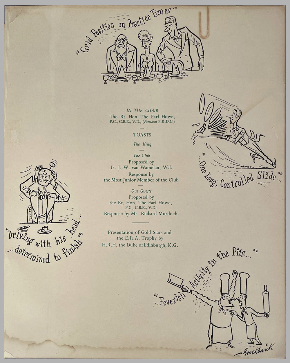 1948 British Racing Drivers Club (BRDC) annual dinner menu 3