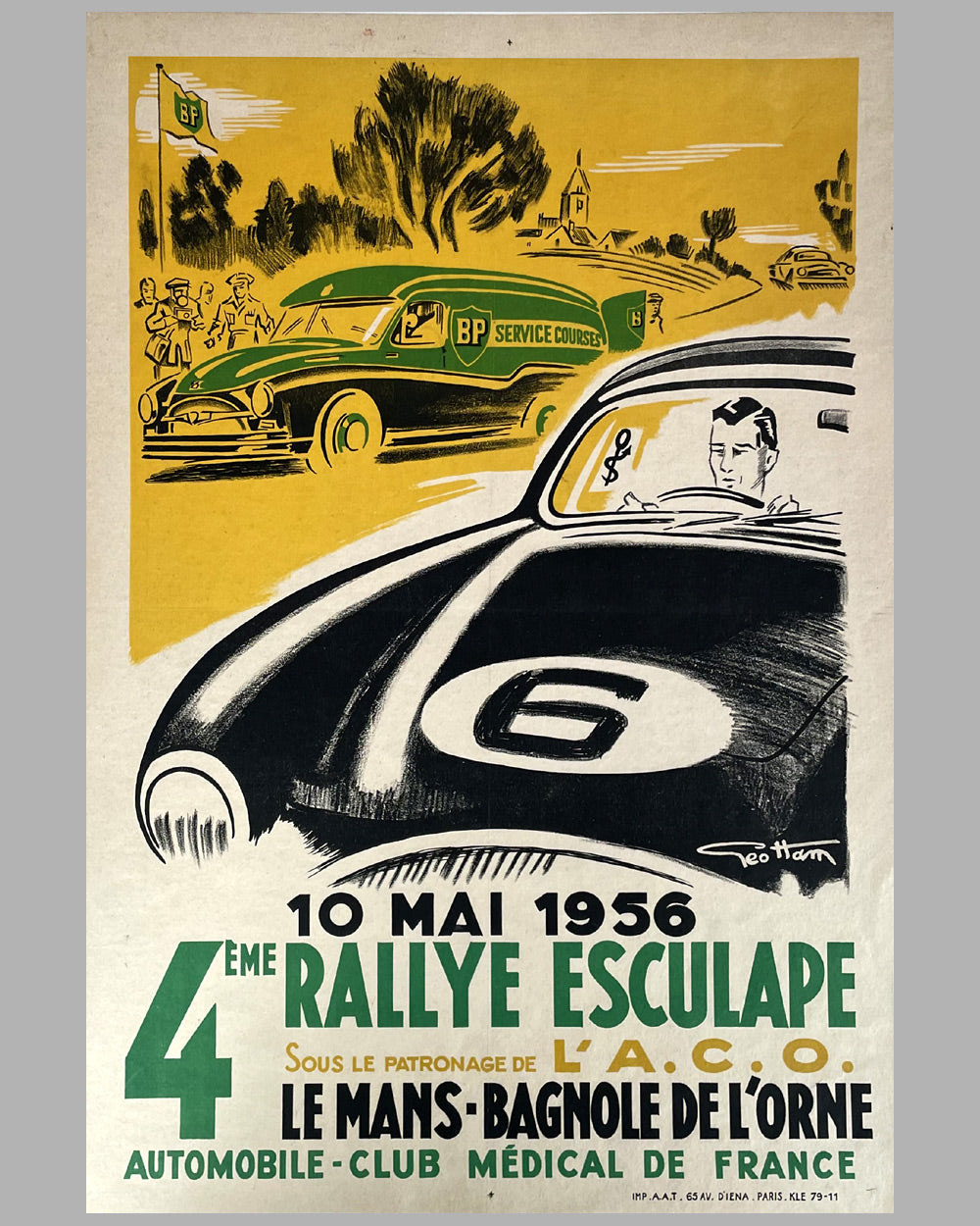 4 eme Rallye Esculape 1956 original race poster, artwork by Geo Ham