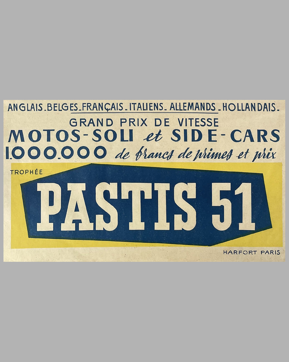 1950 Grand Prix de Vitesse original poster by Van Dam 3