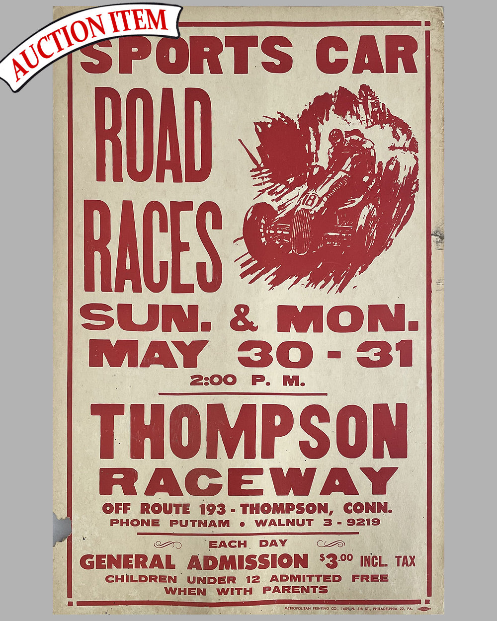 Thompson Raceway Trophy poster, 1950’s