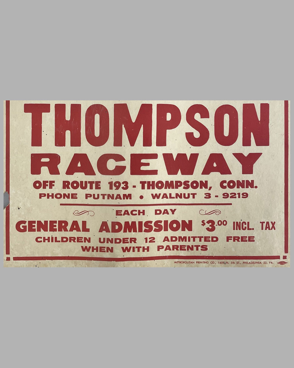 Thompson Raceway Trophy poster, 1950’s 3