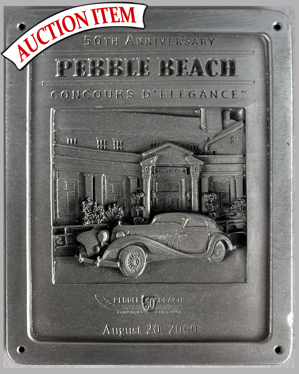 50th Anniversary Pebble Beach Concours d’ Elegance pewter dash plaque, 2000