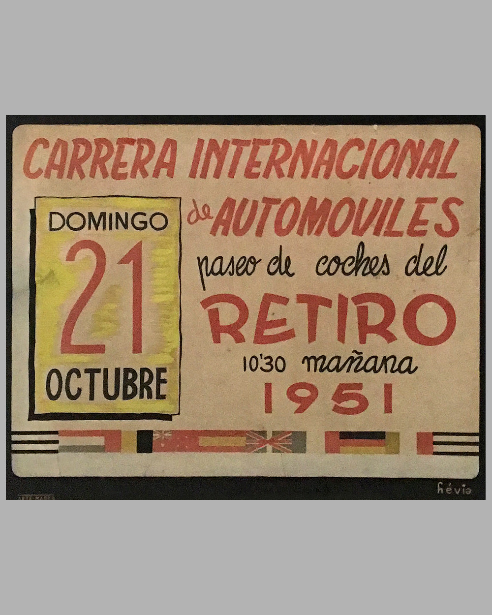 1951 Carrera International de Automoviles in Madrid original event poster 3