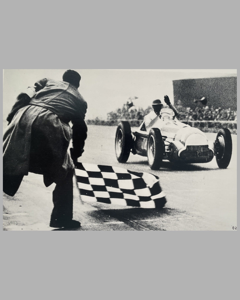 Juan Manuel Fangio b&amp;w photo at Silverstone in 1951 2