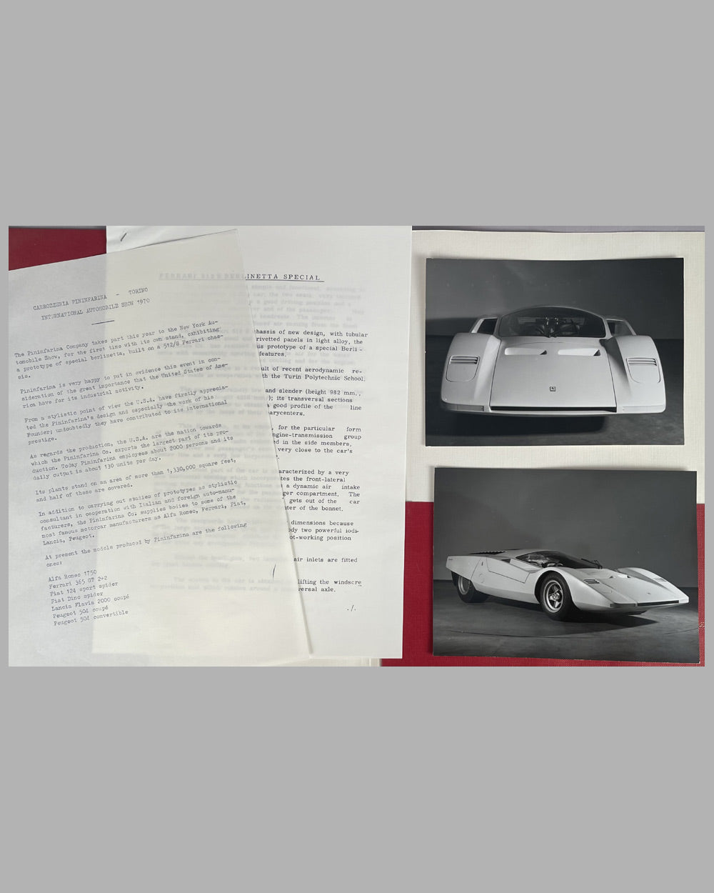 Ferrari / Pininfarina 512S Berlinetta special press release