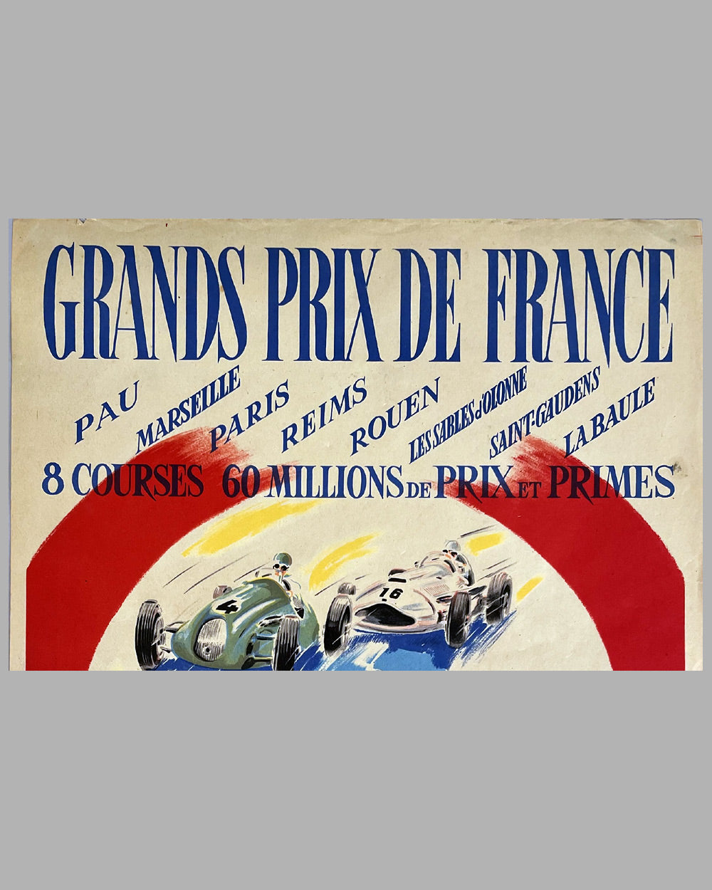 Grand Prix de France - St. Gaudens 1952 original poster by Jean des Gachons 2