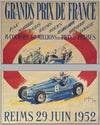 1952 Grand Prix de France in Reims original race poster by Jean Des Gachons 2