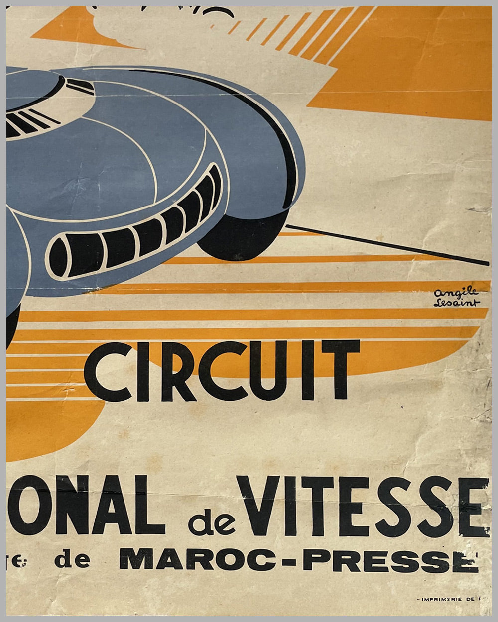 1953 Agadir Circuit International original race poster, artwork by Angile Lesaint 3