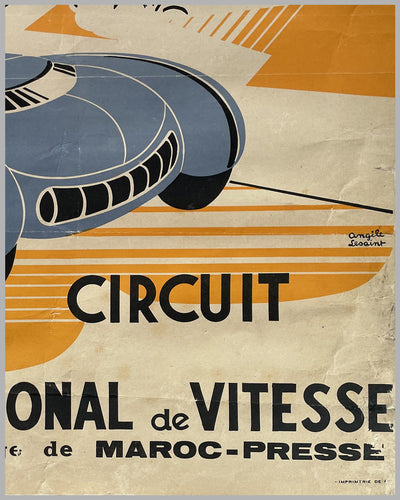 1953 Agadir Circuit International original race poster, artwork by Angile Lesaint 3