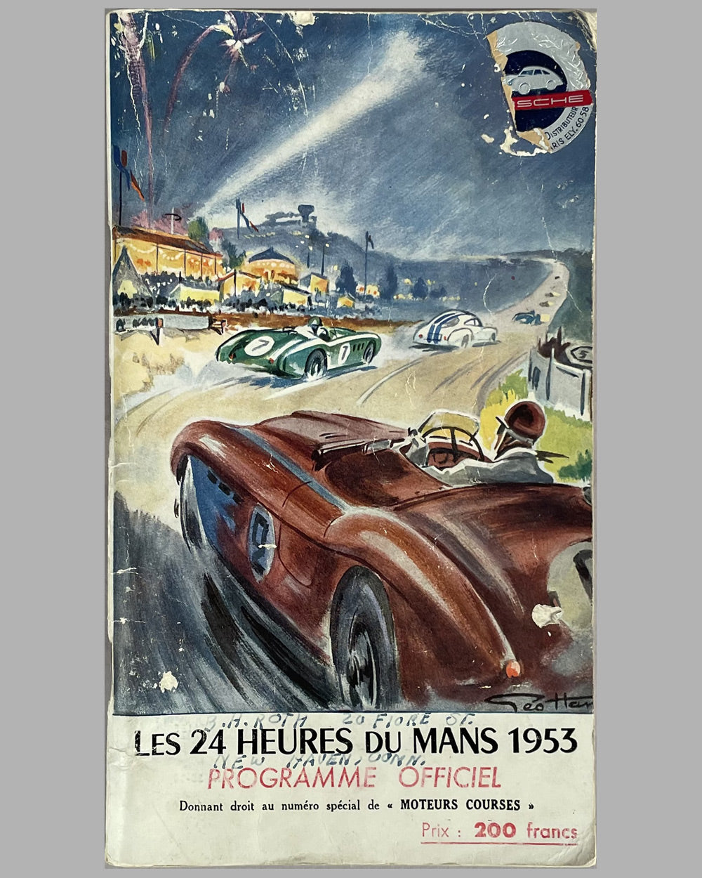 24 Heures du Mans 1953 official autographed program, covers by Geo Ham