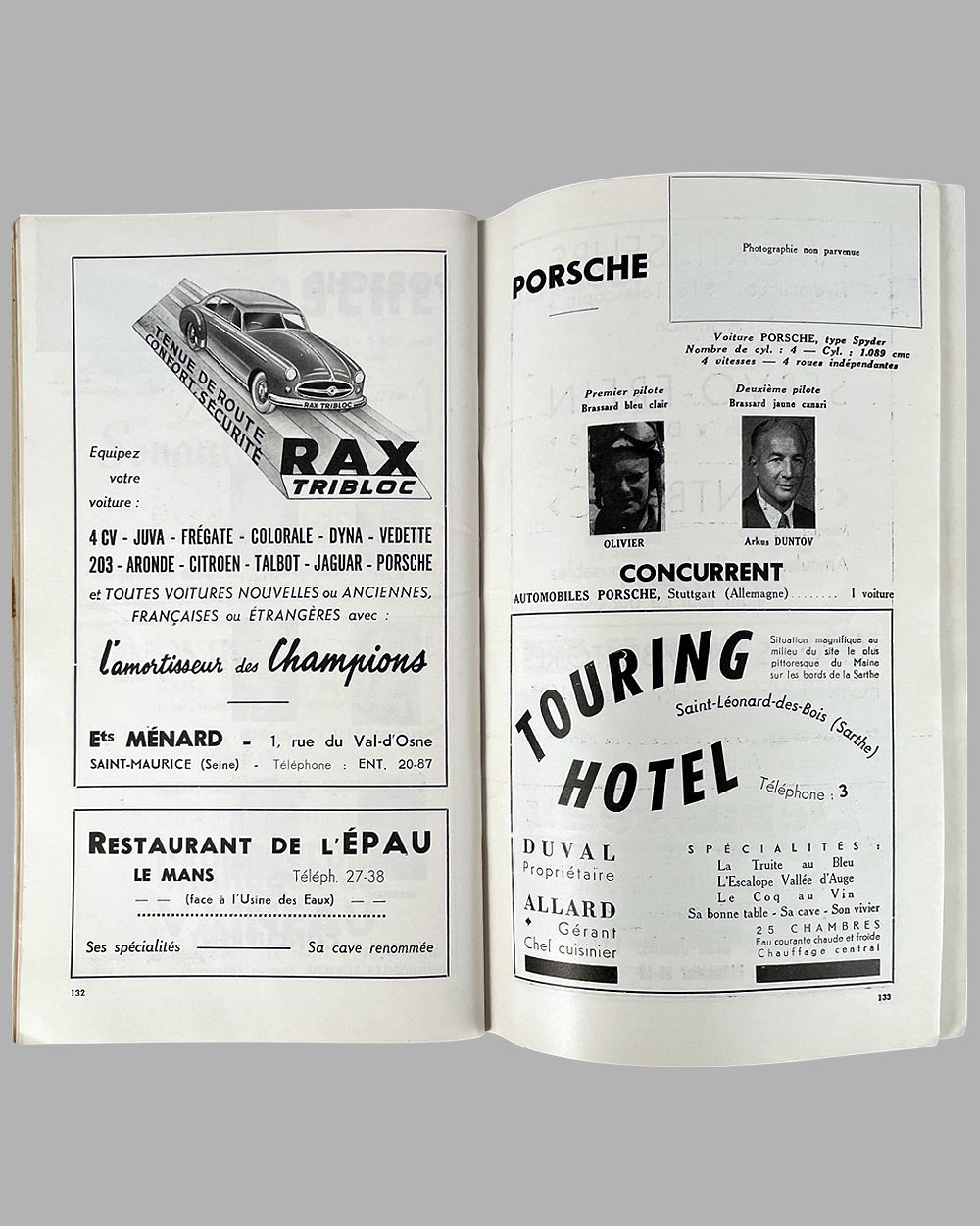 1954 24 Hours of Le Mans race program, autographed by Trintignant & González 4