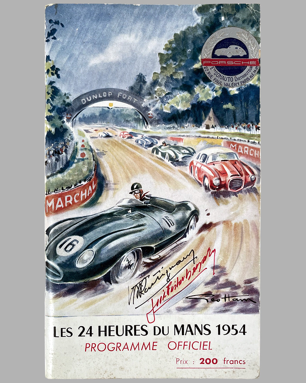 1954 24 Hours of Le Mans race program, autographed by Trintignant & González