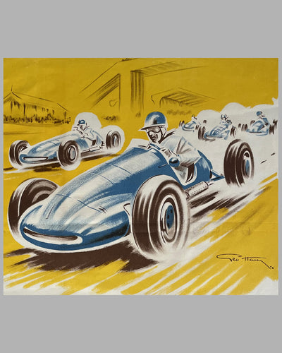 Coupe de Paris 1954 original race poster, artwork by Geo Ham 2