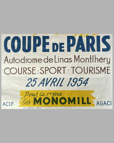 Coupe de Paris 1954 original race poster, artwork by Geo Ham 3