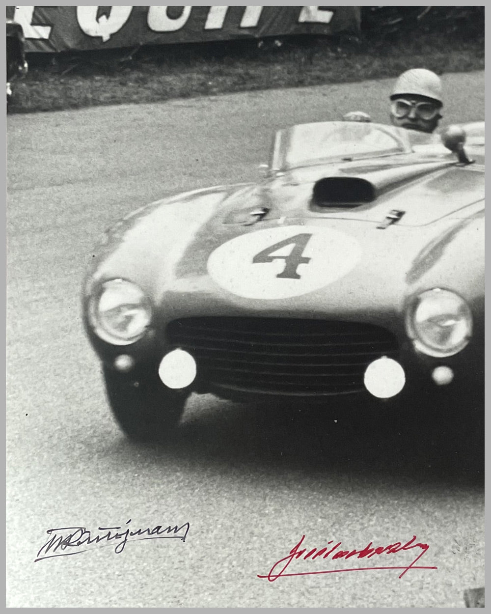 24 Hours of le Mans 1954 b&w photograph, autographed by Gonzalez and Trintignant 2