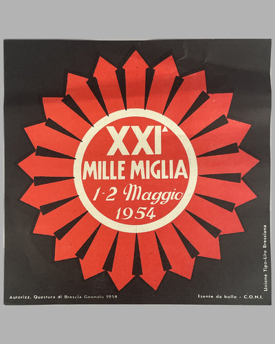 Mille Miglia 1954 original mini advertising poster