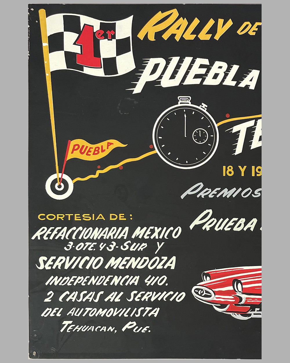1er Rally de Aniversario Ruebla - Tehuacan 1955 Mexico poster 2