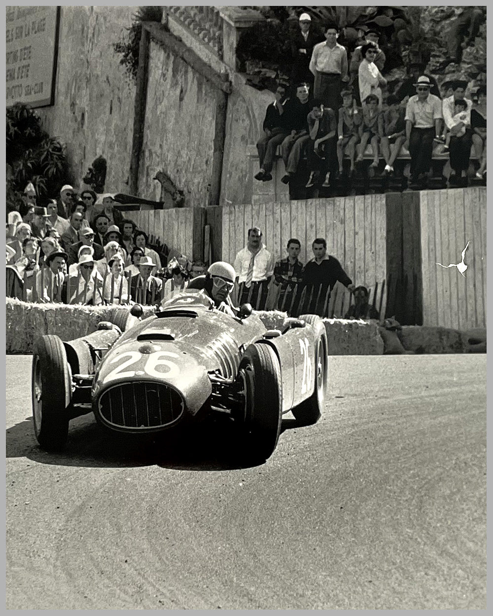 Alberto Ascari in his Lancia b&w photograph by Rodolfo Mallander 2