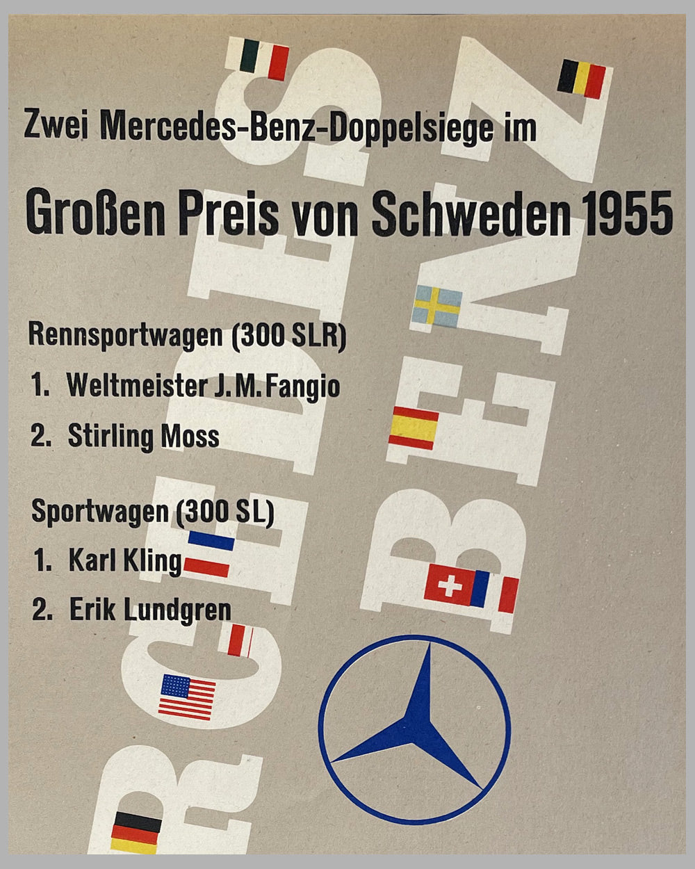 1955 Grand Prix of Sweden Mercedes poster 3