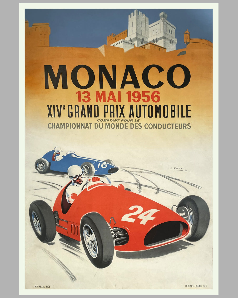 1956 Grand Prix of Monaco original poster by J. Ramel